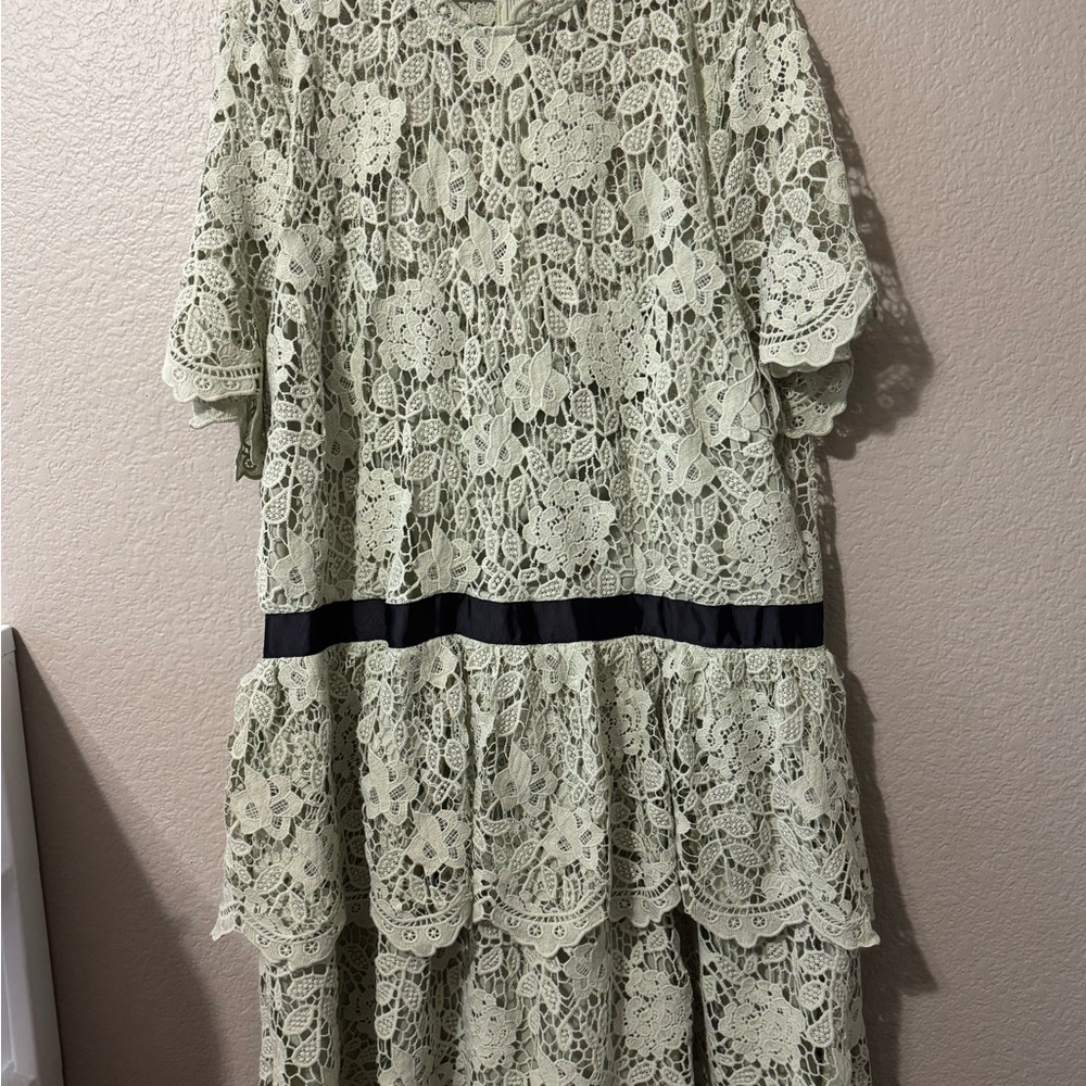 Elegant Lace Dress with Black Accent